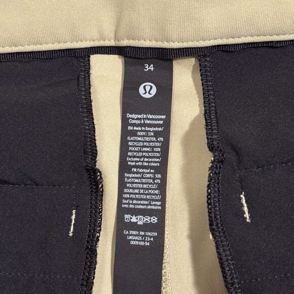 Lululemon Mens ABC Classic Fit Trouser Performance Pants 34x29 Khaki Beige - Picture 8 of 9